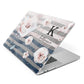 Monogram Pink Blue Striped Watercolour Apple MacBook Case Side View