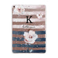 Monogram Pink Blue Striped Watercolour Apple iPad Rose Gold Case