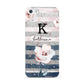 Monogram Pink Blue Striped Watercolour Apple iPhone 5 Case