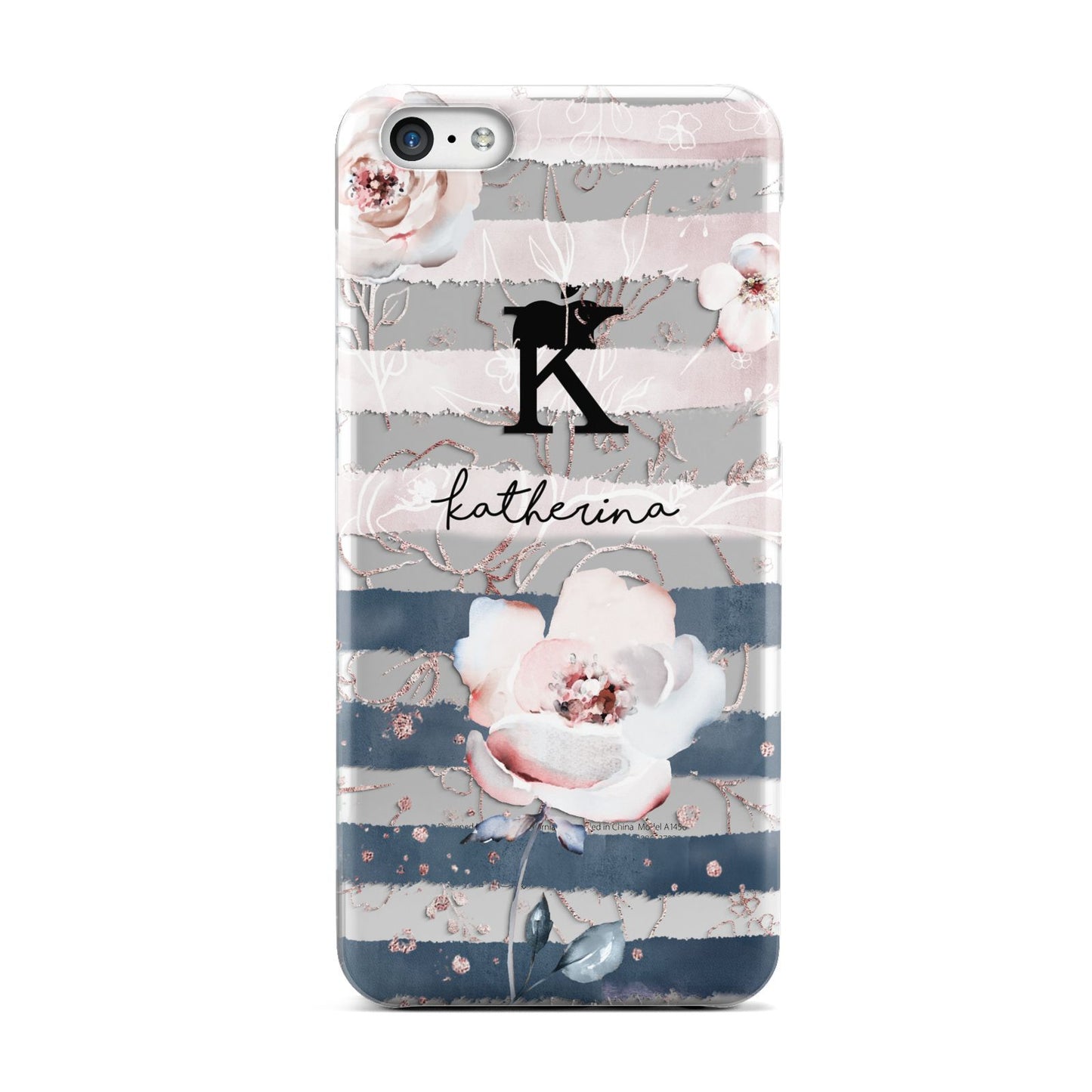 Monogram Pink Blue Striped Watercolour Apple iPhone 5c Case