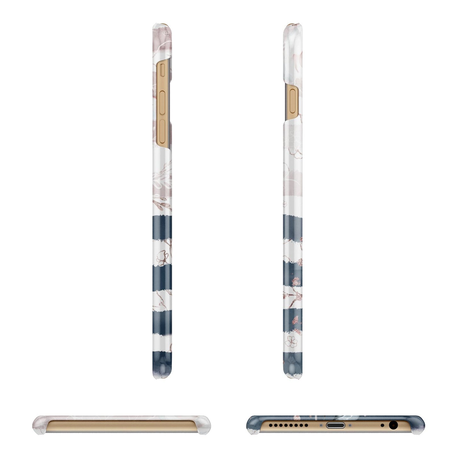 Monogram Pink Blue Striped Watercolour Apple iPhone 6 Plus 3D Wrap Snap Case Angled Images