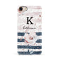 Monogram Pink Blue Striped Watercolour Apple iPhone 7 8 3D Snap Case