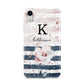 Monogram Pink Blue Striped Watercolour Apple iPhone XR White 3D Tough Case