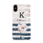 Monogram Pink Blue Striped Watercolour Apple iPhone XS 3D Snap Case