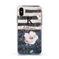 Monogram Pink Blue Striped Watercolour Apple iPhone Xs Impact Case White Edge on Black Phone