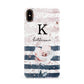 Monogram Pink Blue Striped Watercolour Apple iPhone Xs Max 3D Snap Case