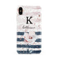 Monogram Pink Blue Striped Watercolour Apple iPhone Xs Max 3D Tough Case