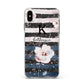 Monogram Pink Blue Striped Watercolour Apple iPhone Xs Max Impact Case White Edge on Black Phone