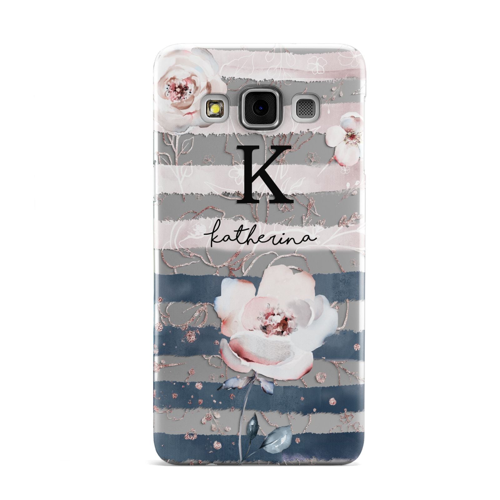 Monogram Pink Blue Striped Watercolour Samsung Galaxy A3 Case