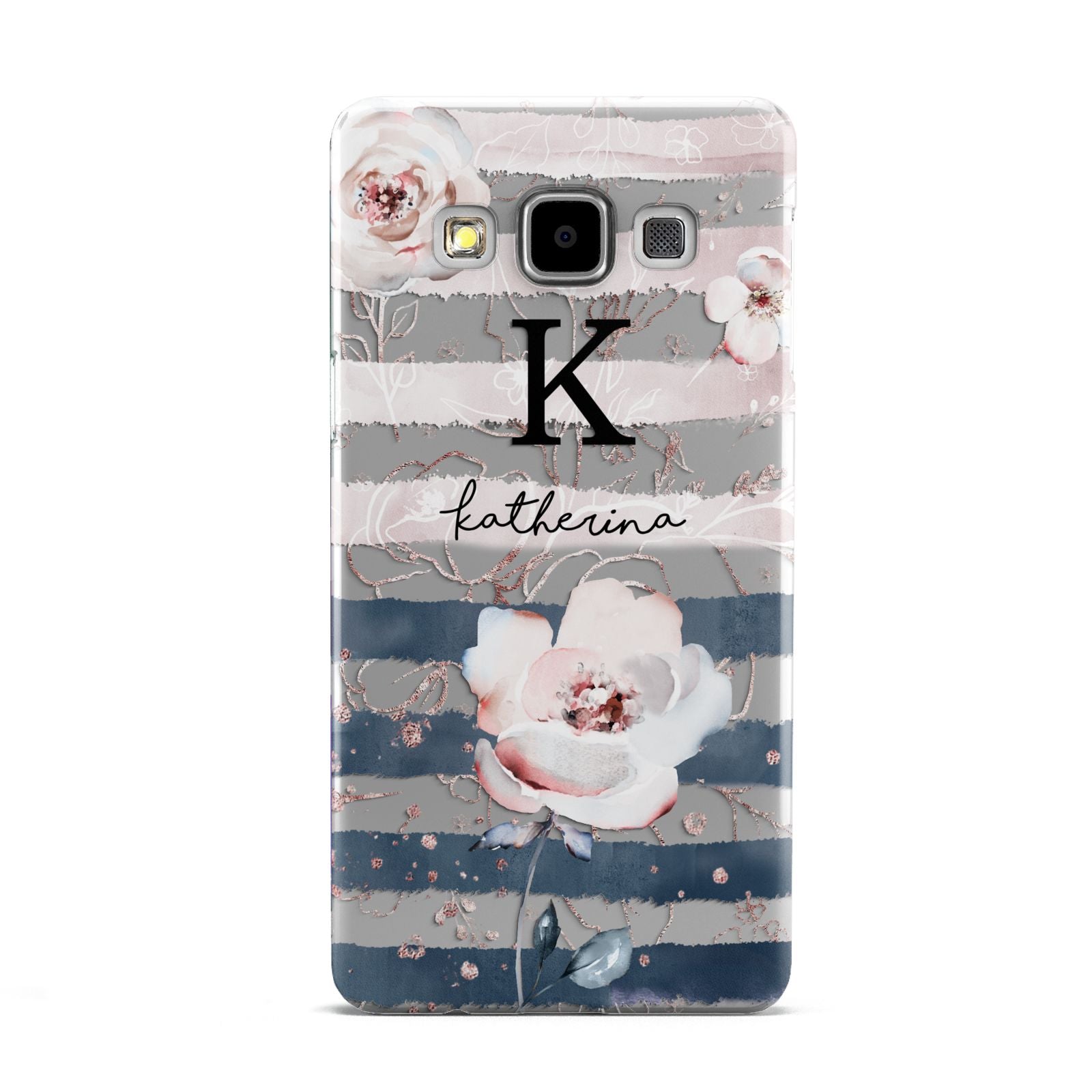 Monogram Pink Blue Striped Watercolour Samsung Galaxy A5 Case