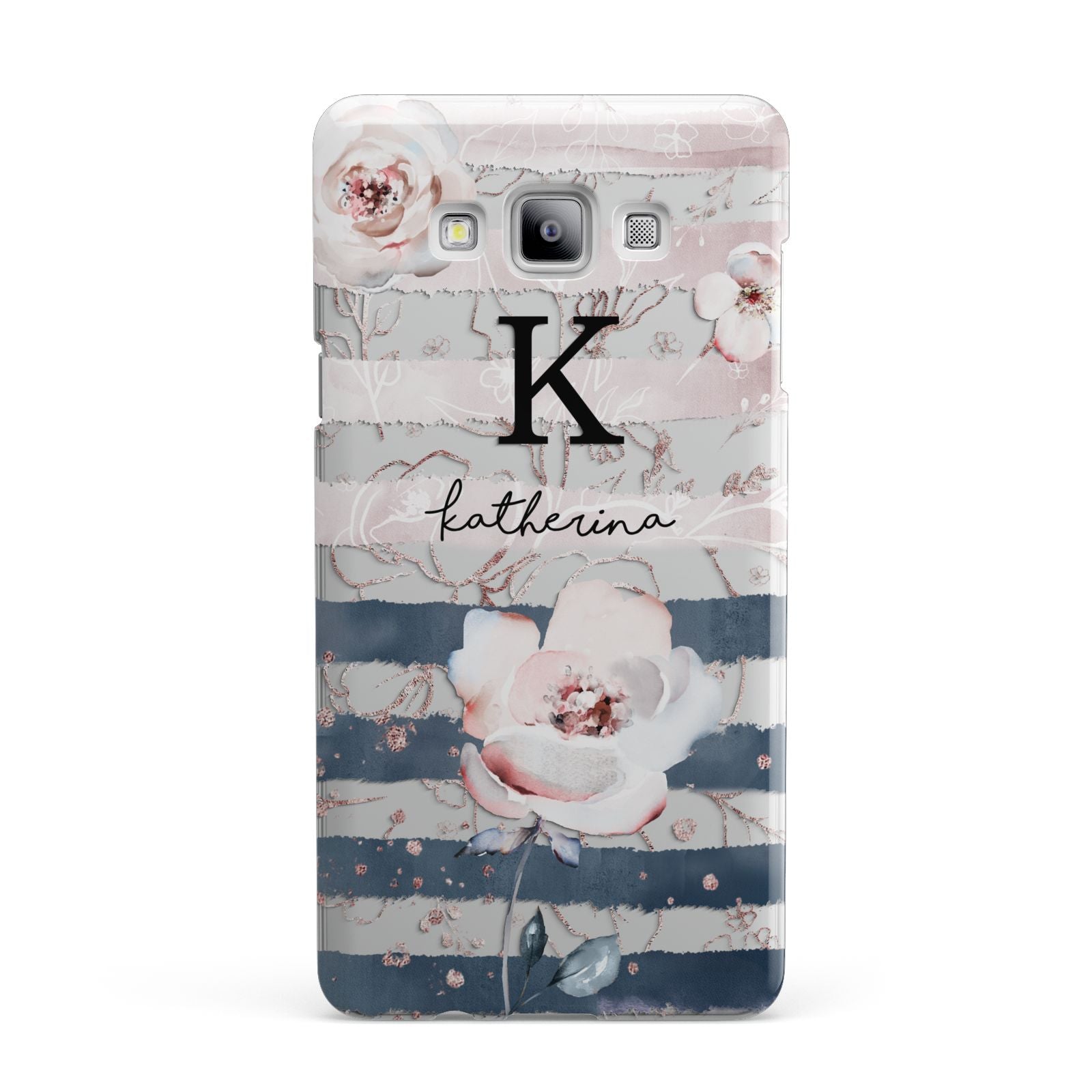 Monogram Pink Blue Striped Watercolour Samsung Galaxy A7 2015 Case