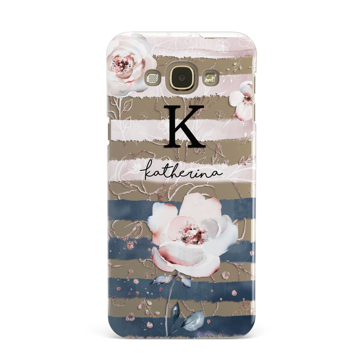 Monogram Pink Blue Striped Watercolour Samsung Galaxy A8 Case