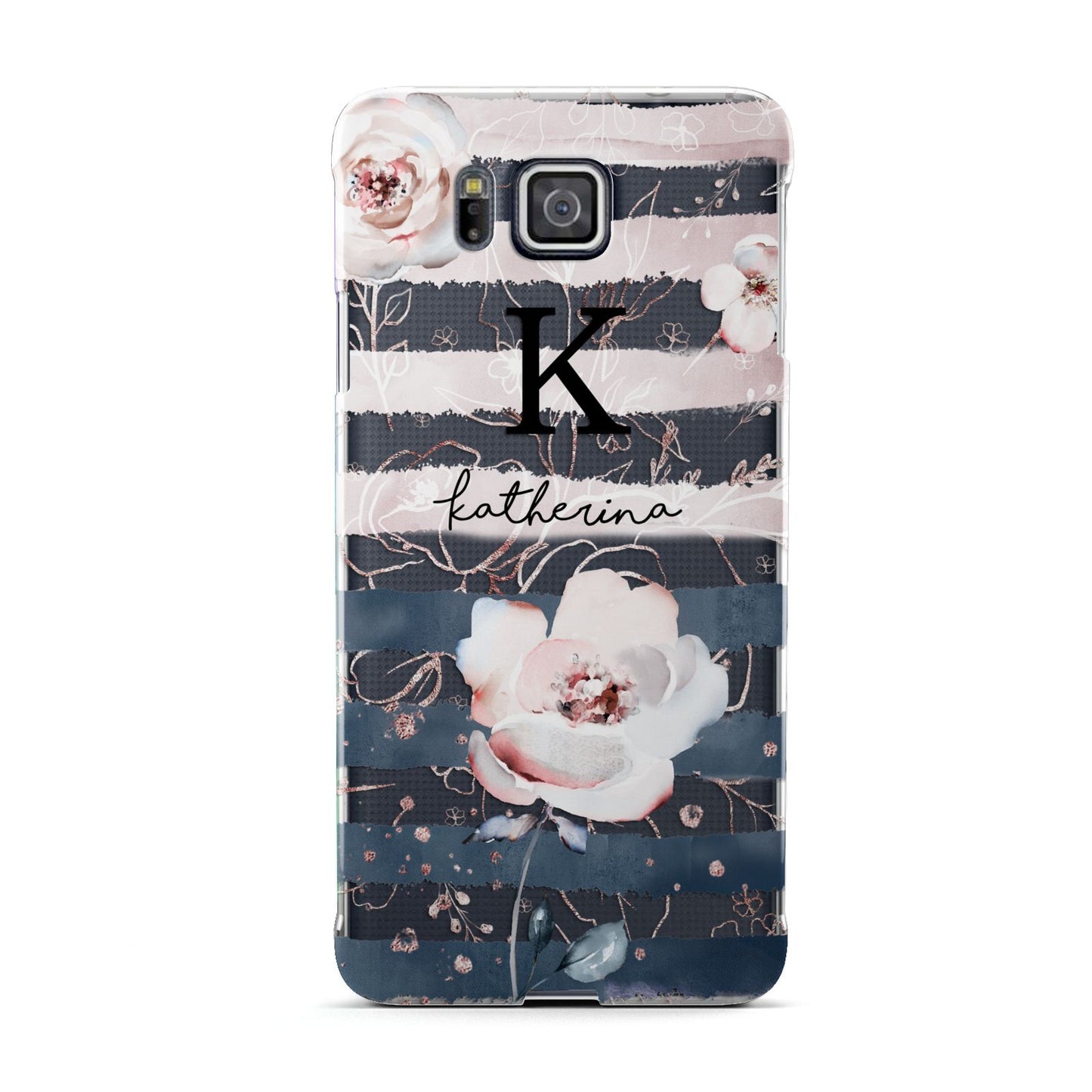 Monogram Pink Blue Striped Watercolour Samsung Galaxy Alpha Case