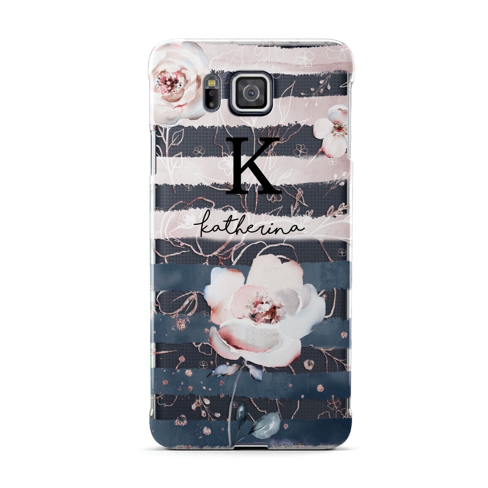 Monogram Pink Blue Striped Watercolour Samsung Galaxy Alpha Case