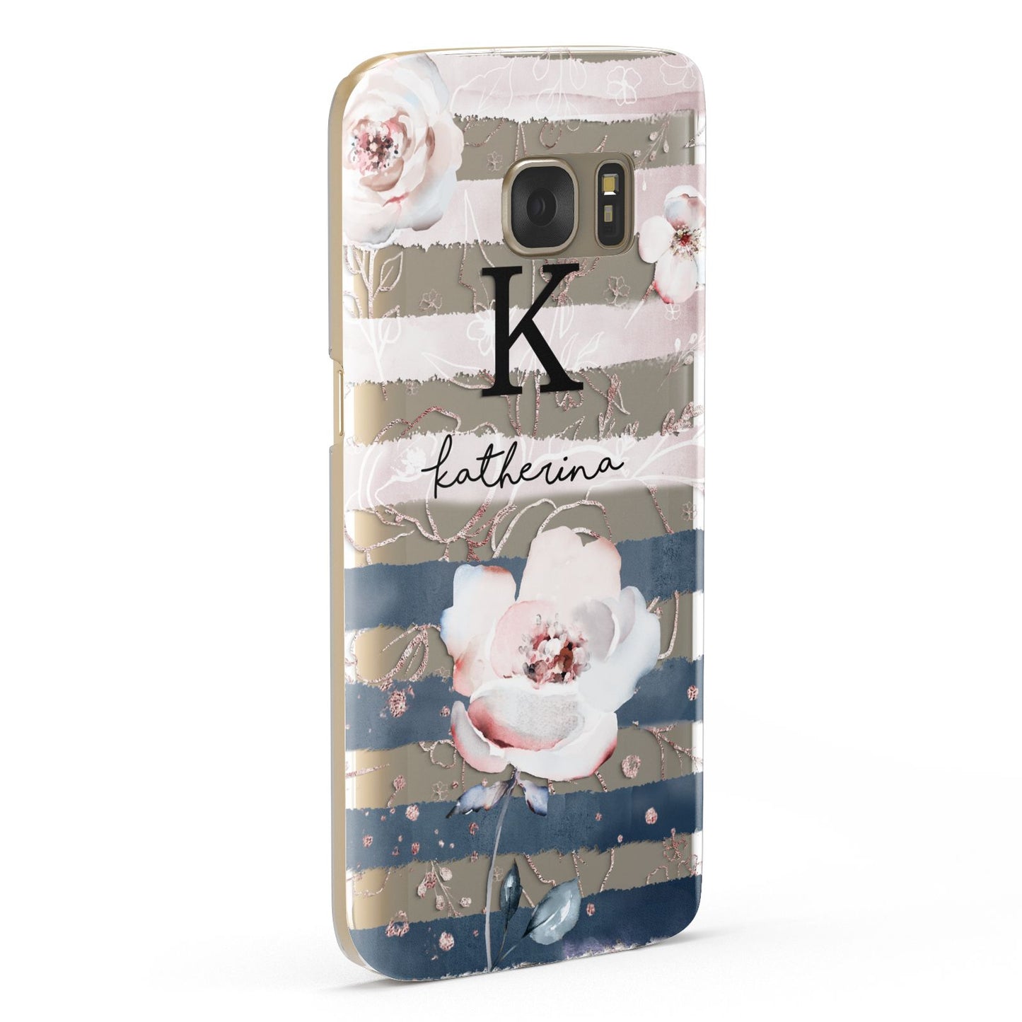 Monogram Pink Blue Striped Watercolour Samsung Galaxy Case Fourty Five Degrees