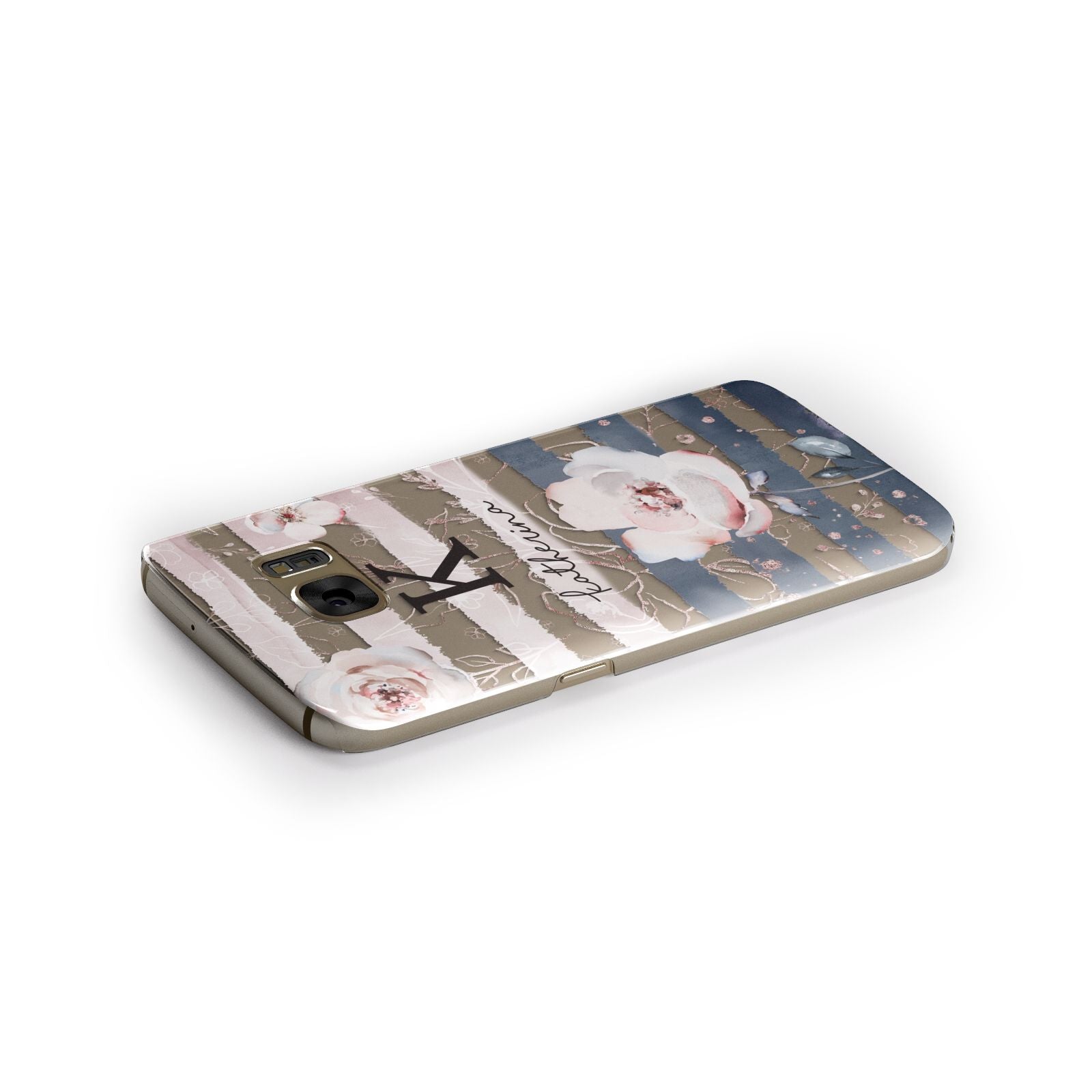 Monogram Pink Blue Striped Watercolour Samsung Galaxy Case Side Close Up