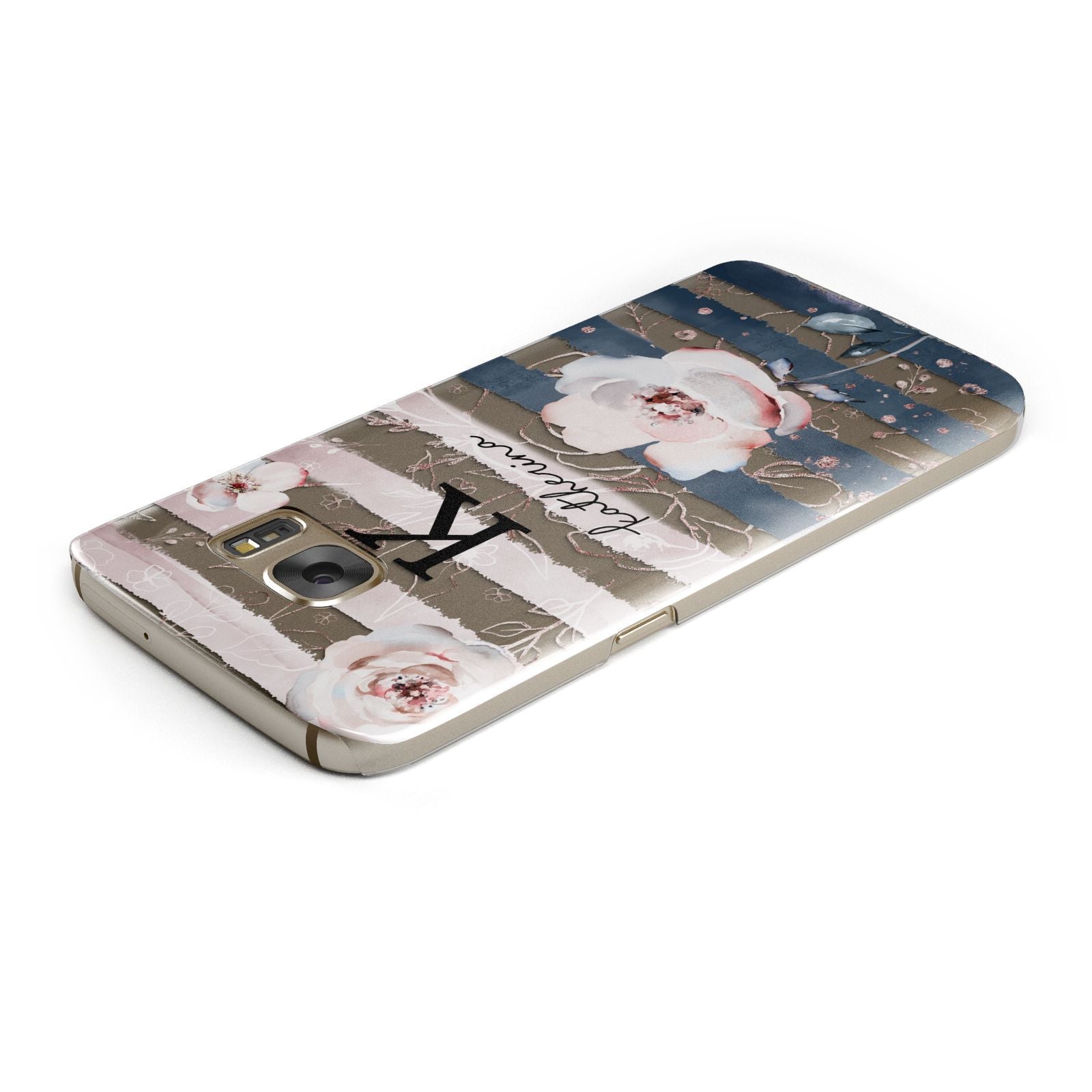 Monogram Pink Blue Striped Watercolour Samsung Galaxy Case Top Cutout