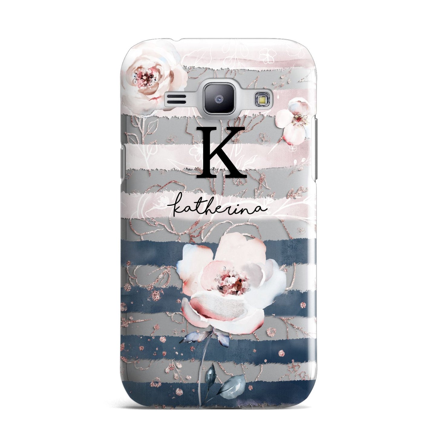 Monogram Pink Blue Striped Watercolour Samsung Galaxy J1 2015 Case