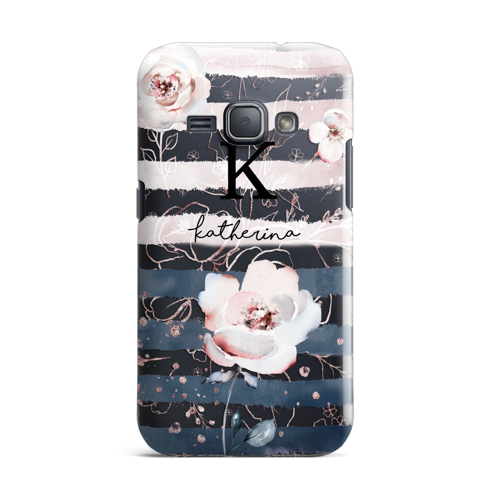 Monogram Pink Blue Striped Watercolour Samsung Galaxy J1 2016 Case