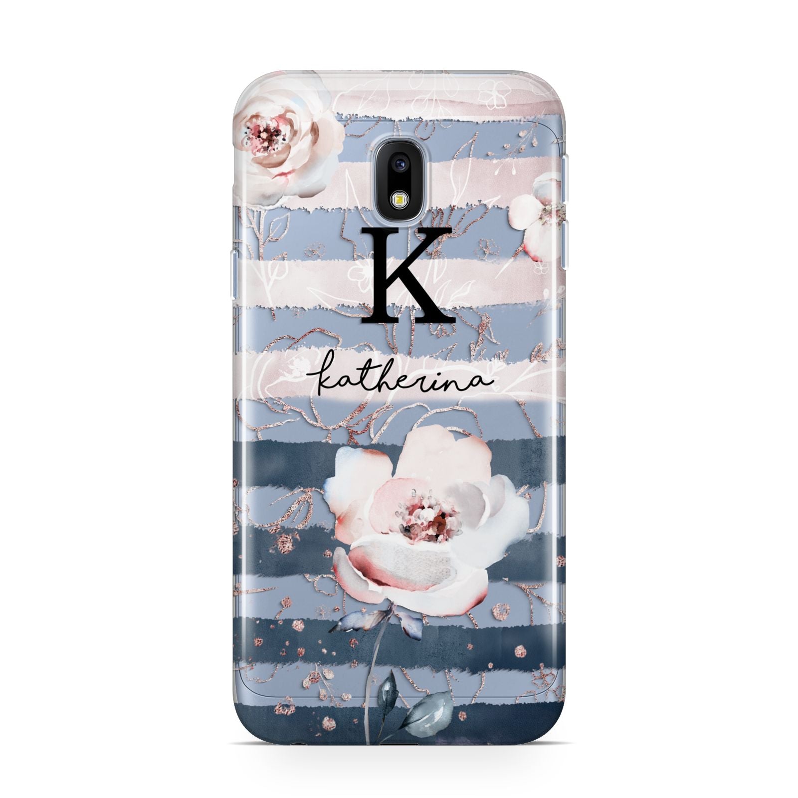 Monogram Pink Blue Striped Watercolour Samsung Galaxy J3 2017 Case