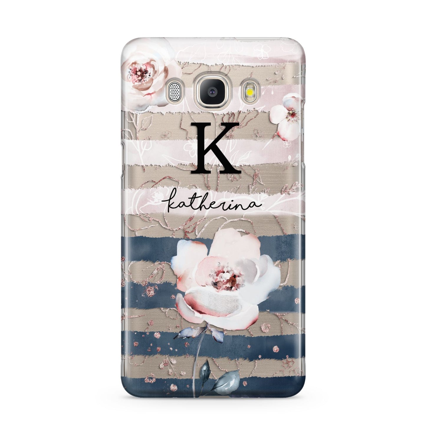 Monogram Pink Blue Striped Watercolour Samsung Galaxy J5 2016 Case
