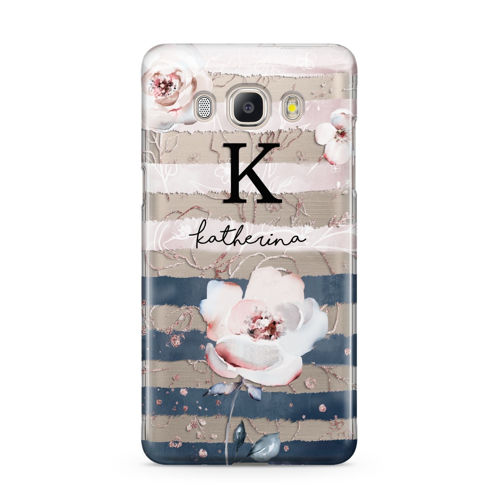 Monogram Pink Blue Striped Watercolour Samsung Galaxy J5 2016 Case