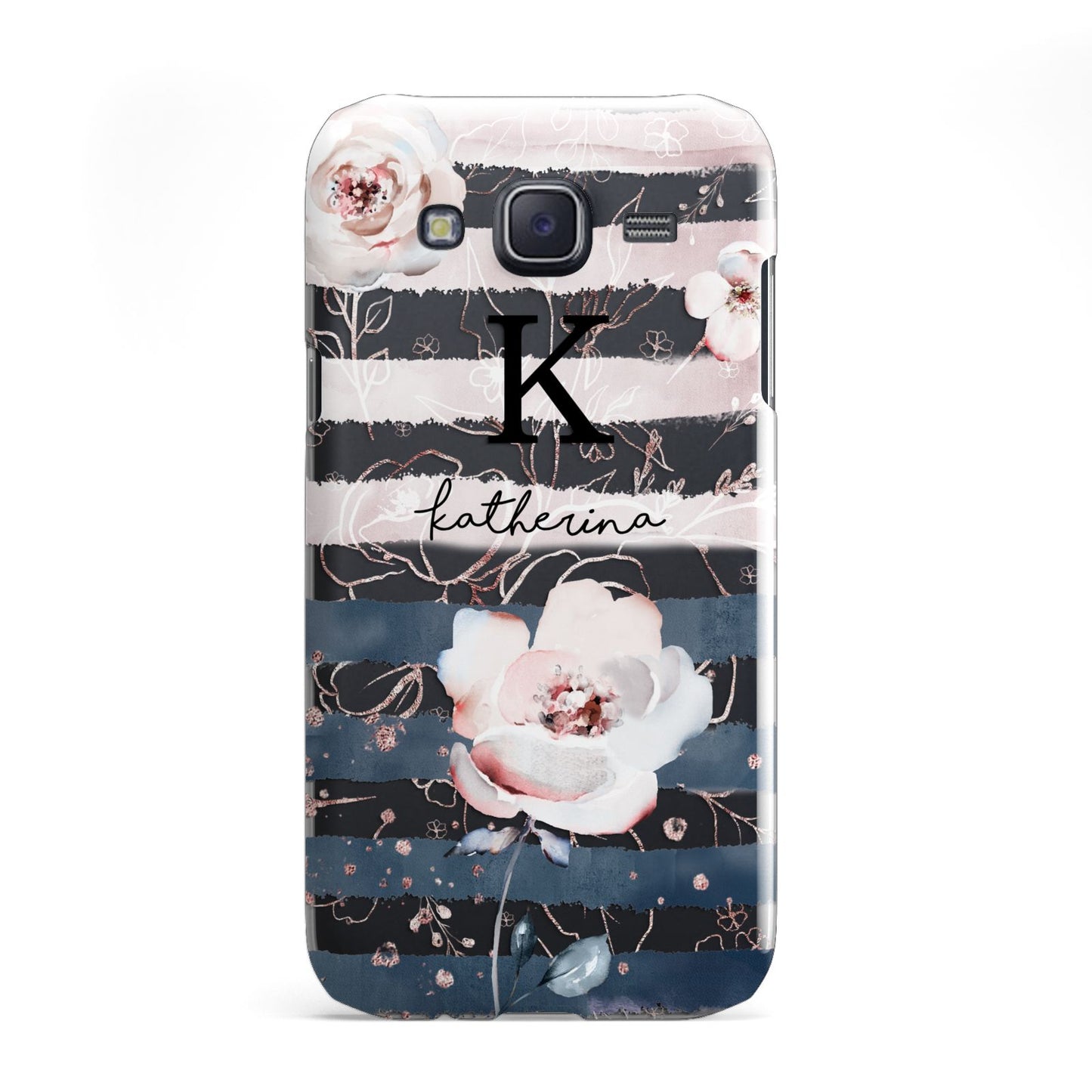 Monogram Pink Blue Striped Watercolour Samsung Galaxy J5 Case