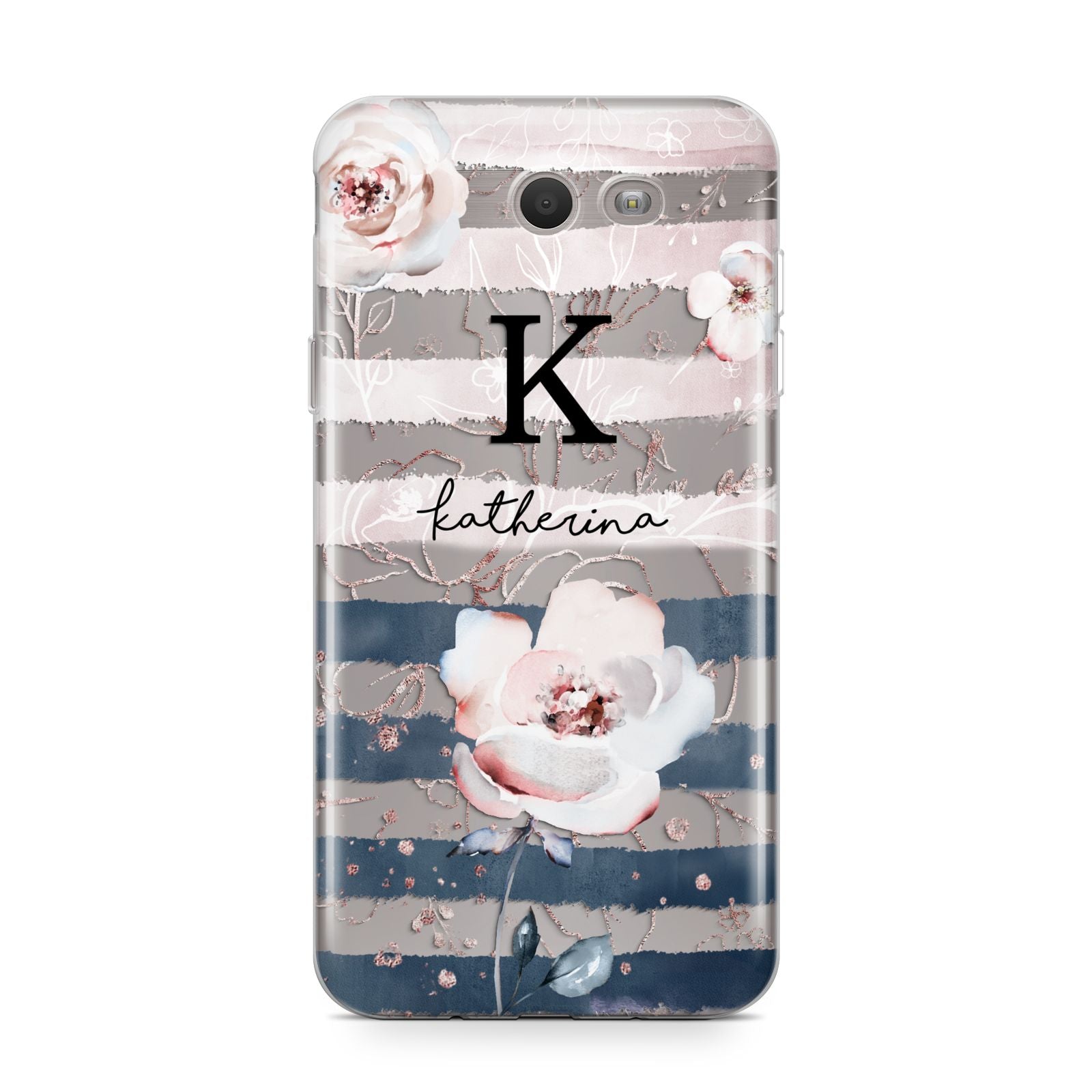 Monogram Pink Blue Striped Watercolour Samsung Galaxy J7 2017 Case
