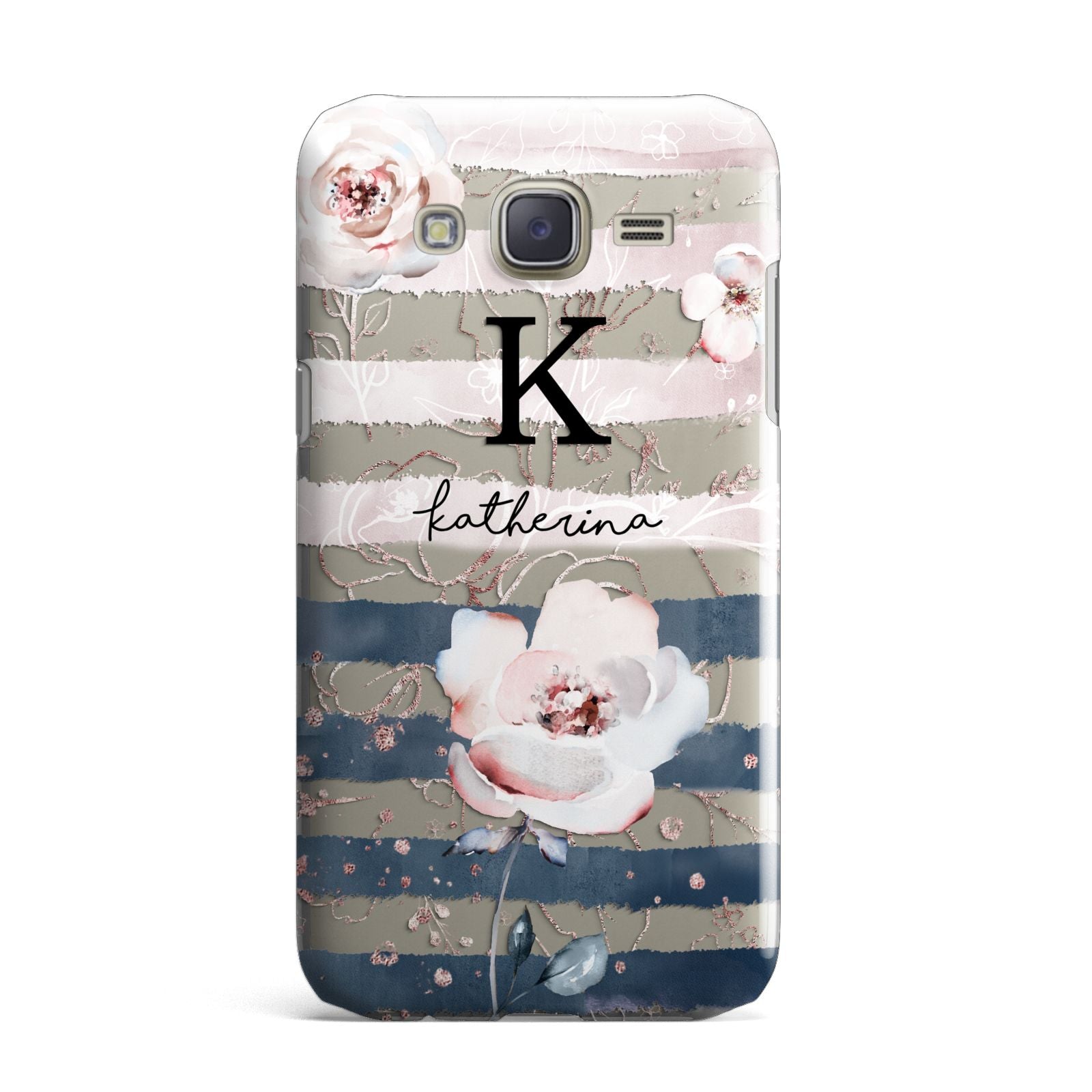 Monogram Pink Blue Striped Watercolour Samsung Galaxy J7 Case