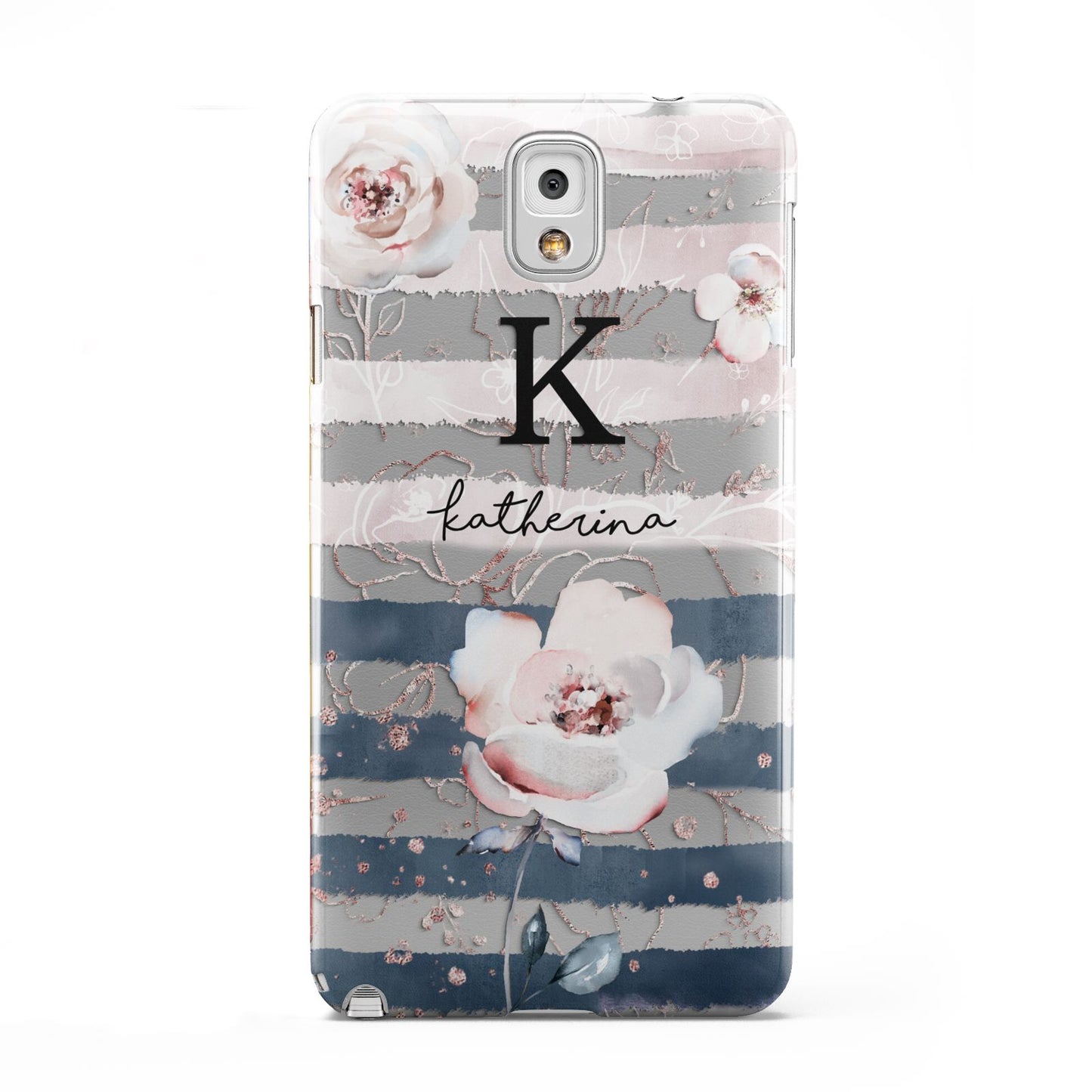 Monogram Pink Blue Striped Watercolour Samsung Galaxy Note 3 Case