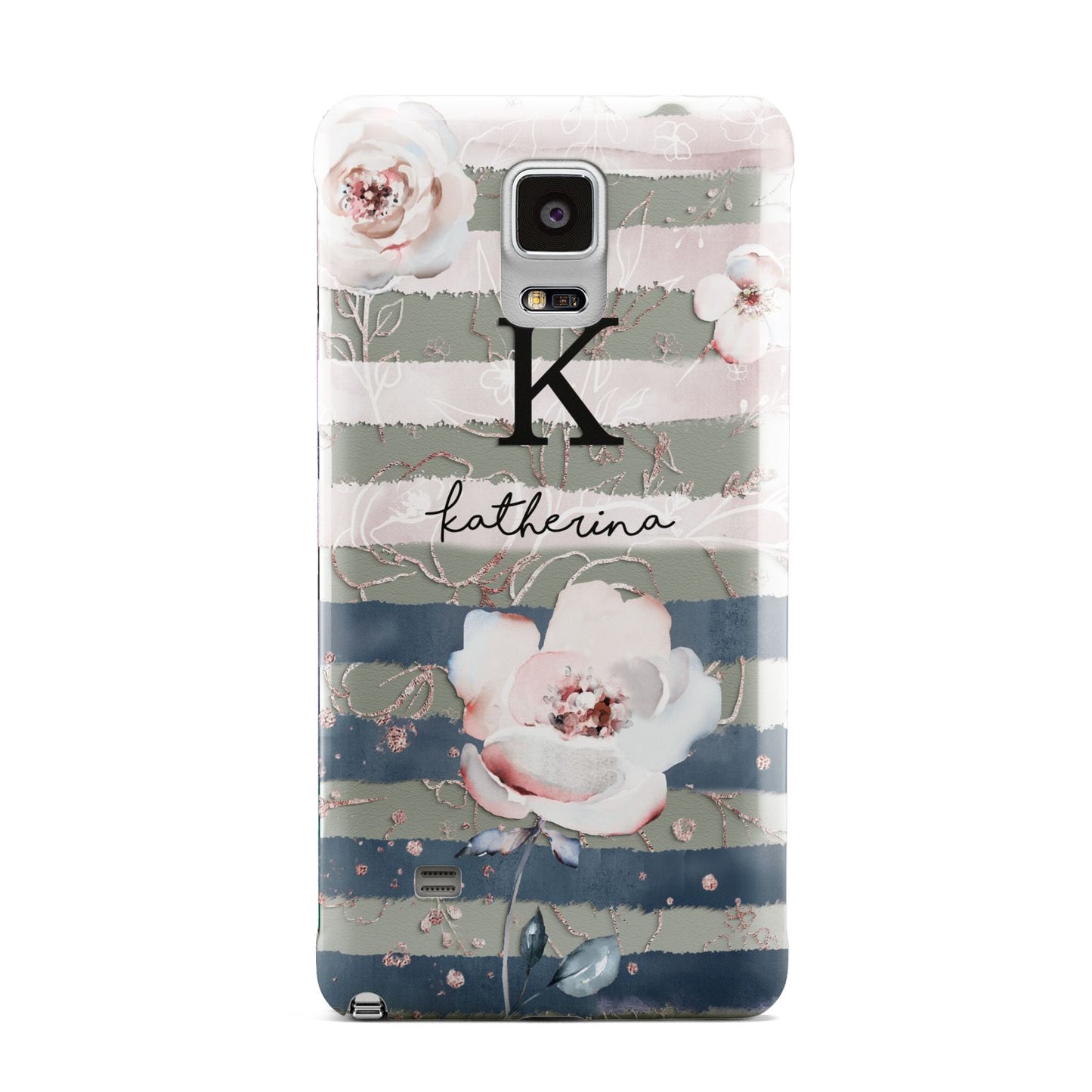 Monogram Pink Blue Striped Watercolour Samsung Galaxy Note 4 Case
