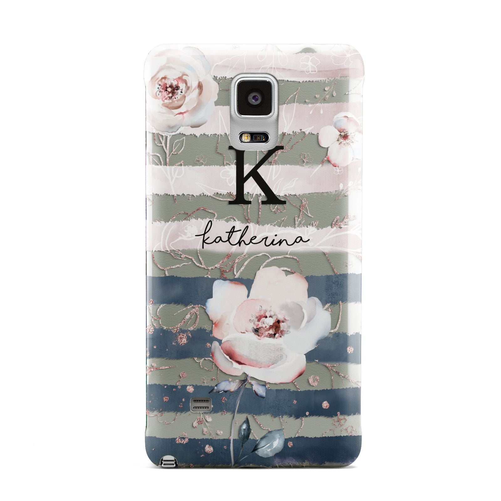 Monogram Pink Blue Striped Watercolour Samsung Galaxy Note 4 Case