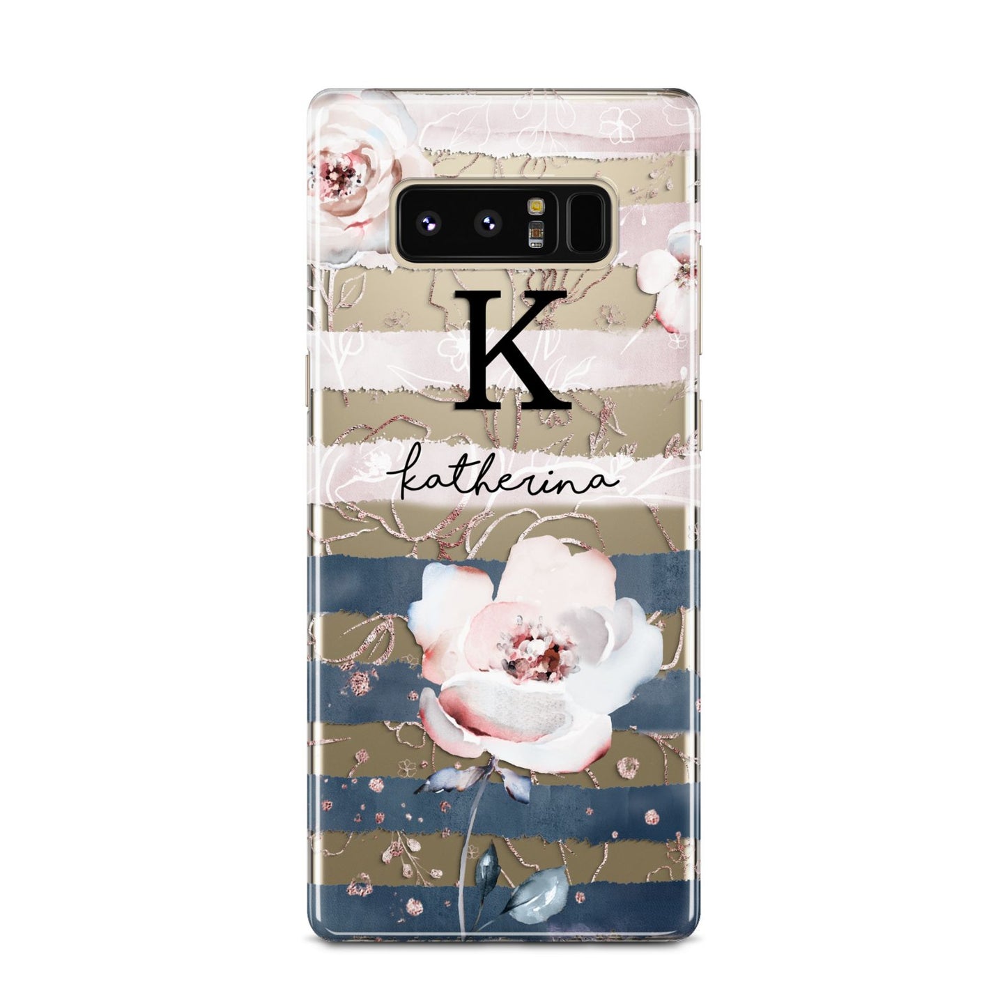 Monogram Pink Blue Striped Watercolour Samsung Galaxy Note 8 Case