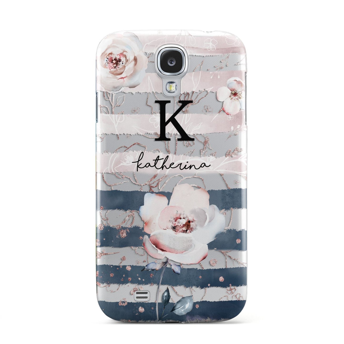 Monogram Pink Blue Striped Watercolour Samsung Galaxy S4 Case
