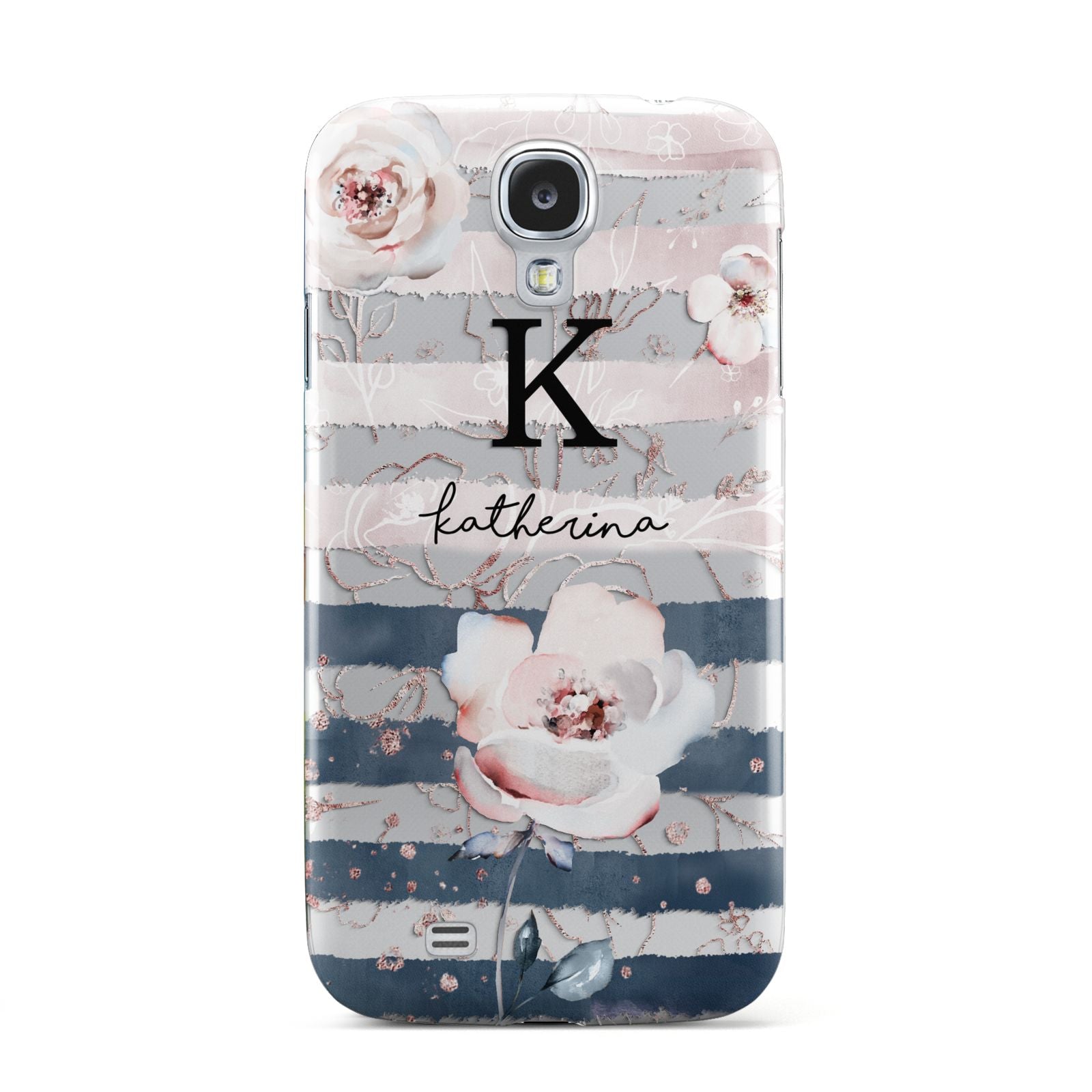 Monogram Pink Blue Striped Watercolour Samsung Galaxy S4 Case