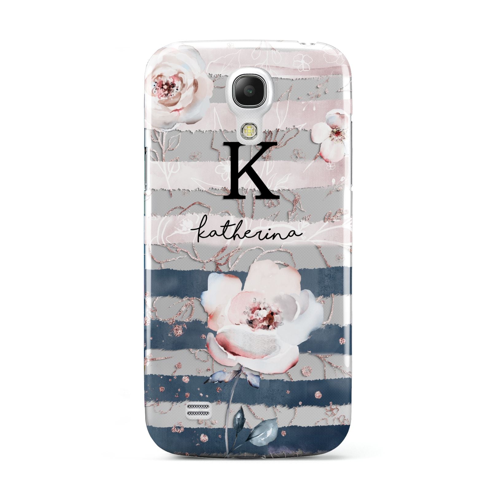 Monogram Pink Blue Striped Watercolour Samsung Galaxy S4 Mini Case