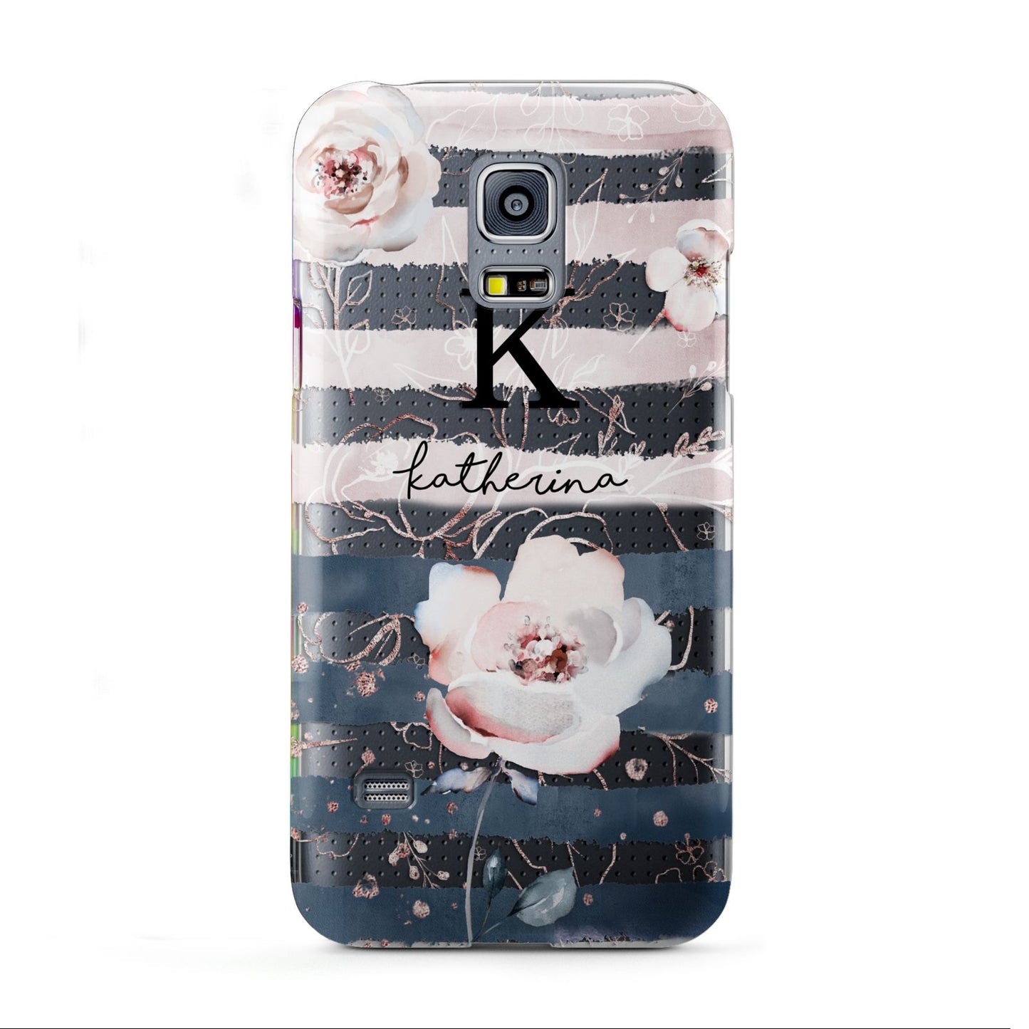 Monogram Pink Blue Striped Watercolour Samsung Galaxy S5 Mini Case