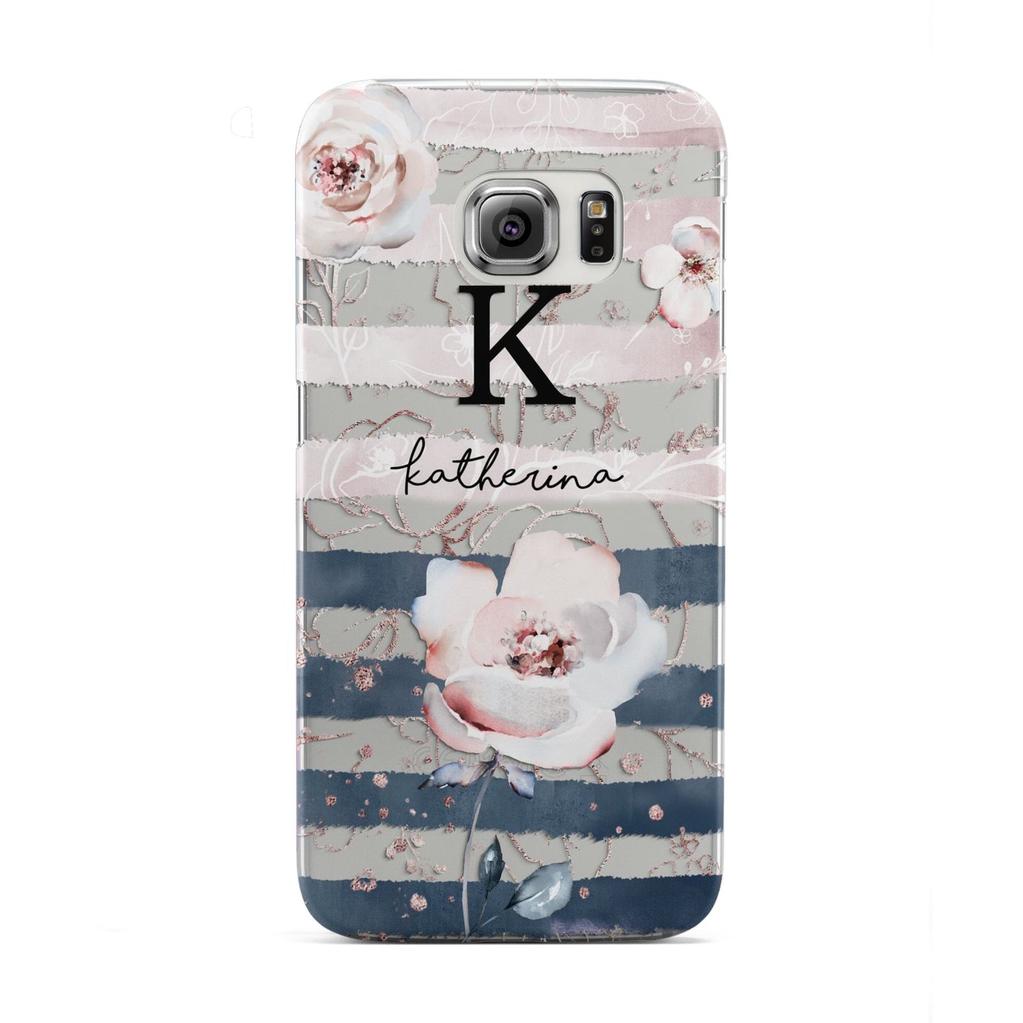 Monogram Pink Blue Striped Watercolour Samsung Galaxy S6 Edge Case