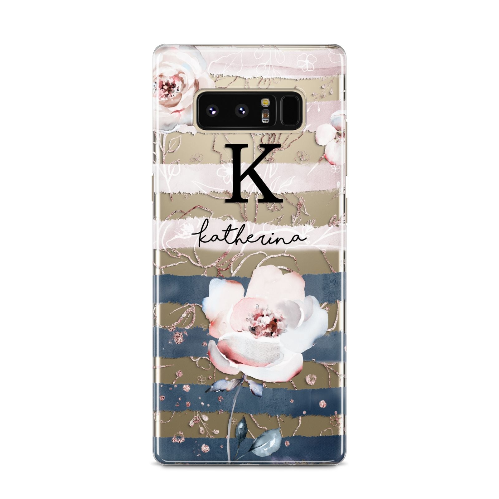 Monogram Pink Blue Striped Watercolour Samsung Galaxy S8 Case