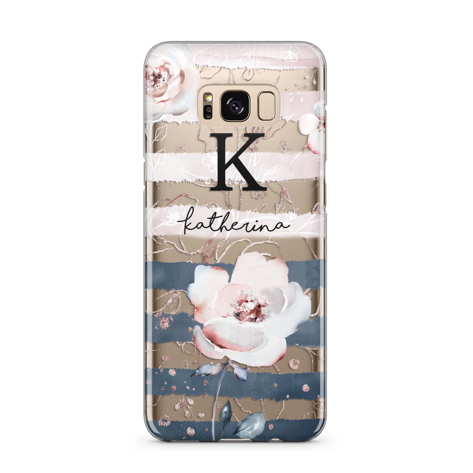 Monogram Pink Blue Striped Watercolour Samsung Galaxy S8 Plus Case