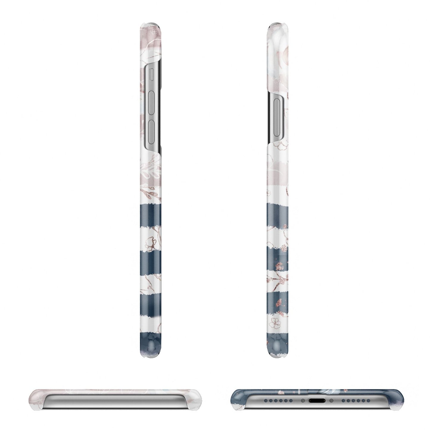 Monogram Pink Blue Striped Watercolour iPhone 11 Pro 3D Snap Case Angle Images