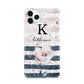 Monogram Pink Blue Striped Watercolour iPhone 11 Pro 3D Snap Case