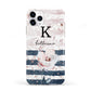 Monogram Pink Blue Striped Watercolour iPhone 11 Pro 3D Tough Case