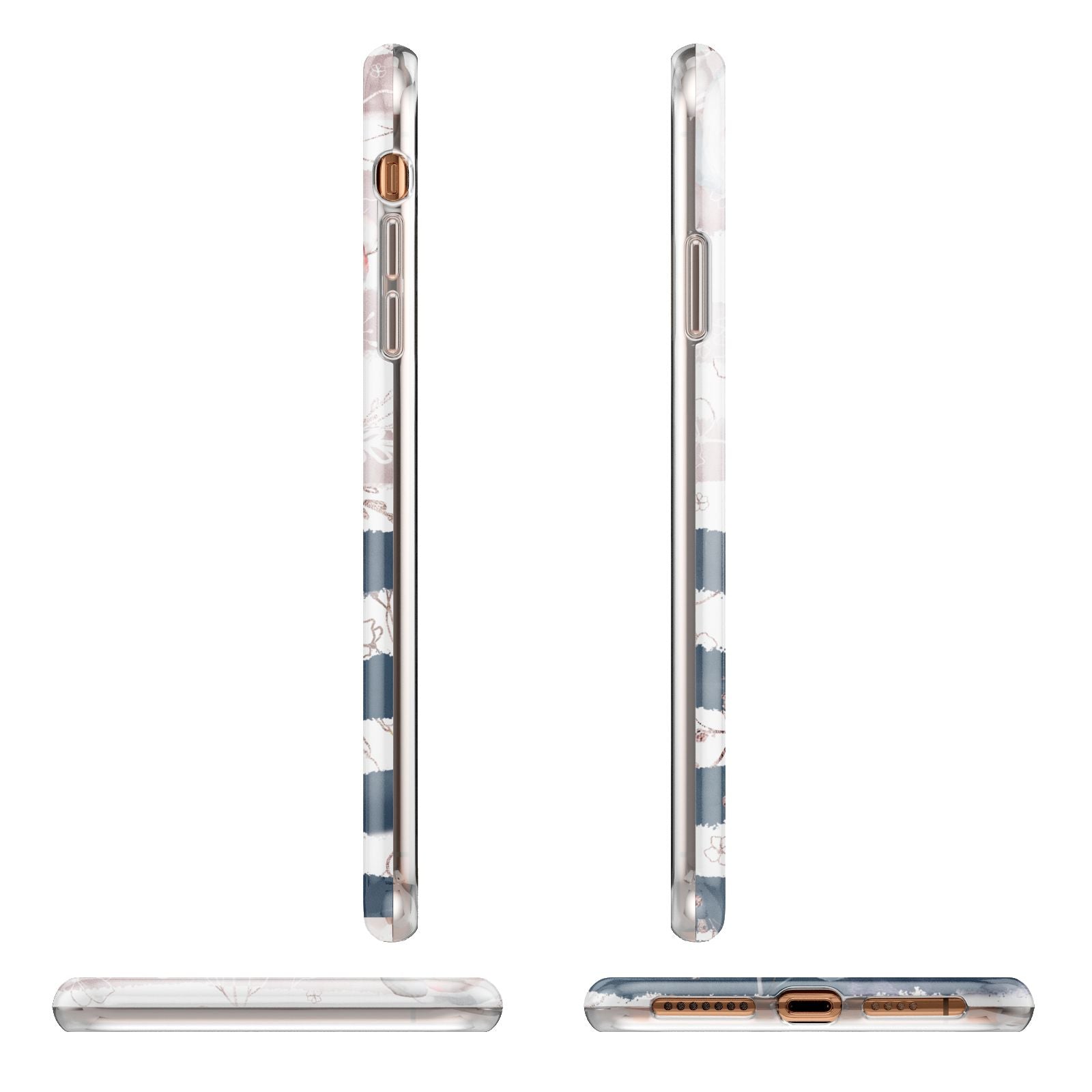 Monogram Pink Blue Striped Watercolour iPhone 11 Pro Max 3D Tough Case Angle Images