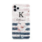 Monogram Pink Blue Striped Watercolour iPhone 11 Pro Max 3D Tough Case