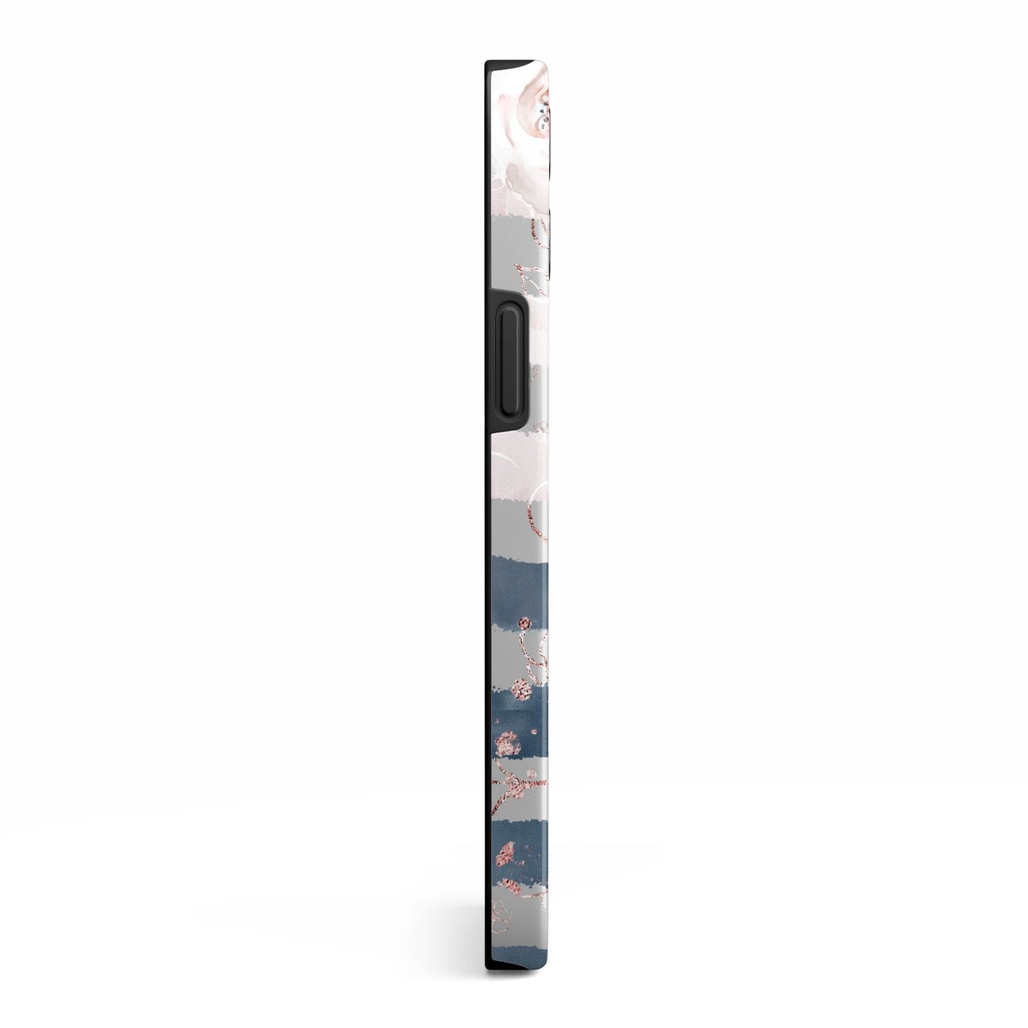 Monogram Pink Blue Striped Watercolour iPhone 13 Pro Max Side Image 3D Tough Case