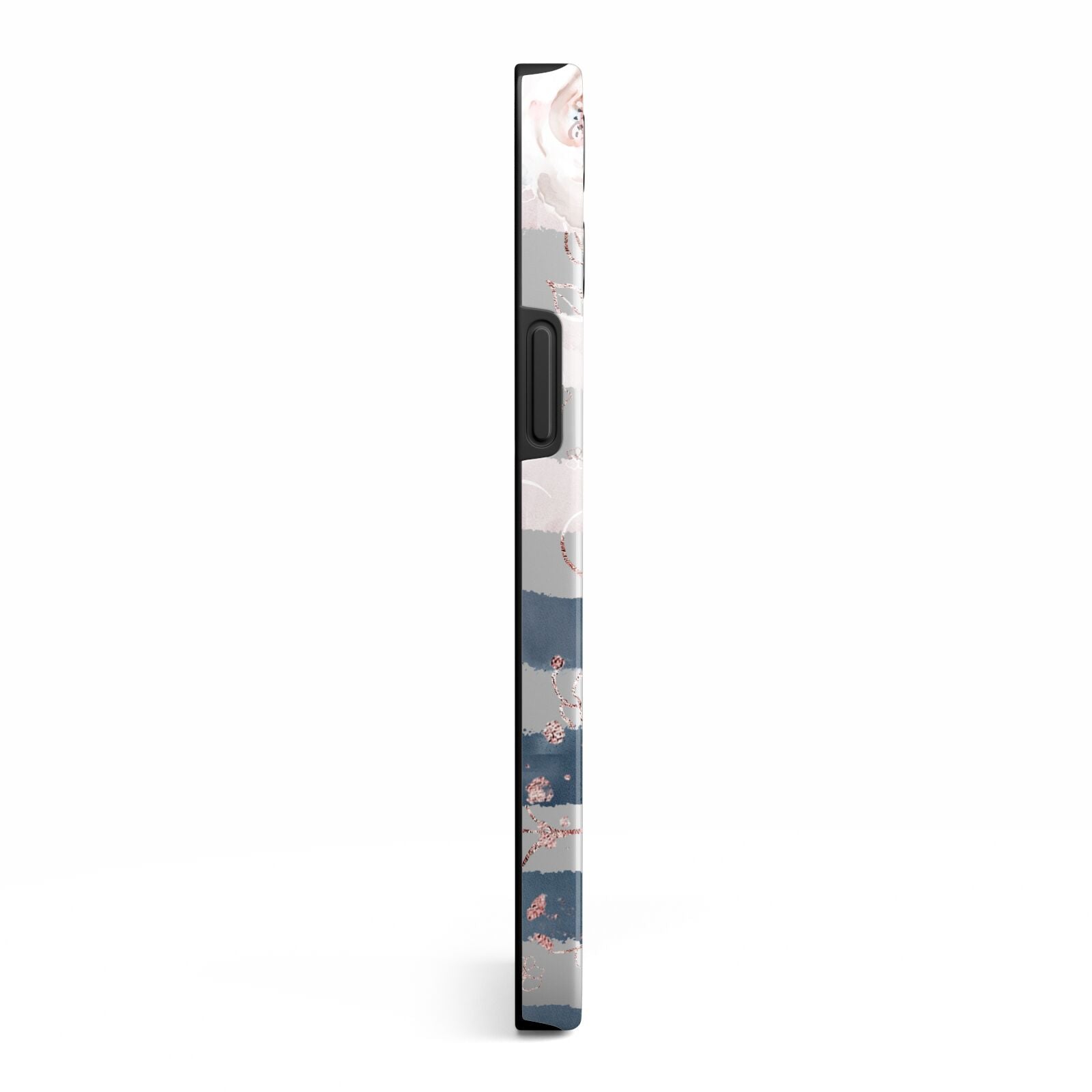 Monogram Pink Blue Striped Watercolour iPhone 13 Pro Max Side Image 3D Tough Case