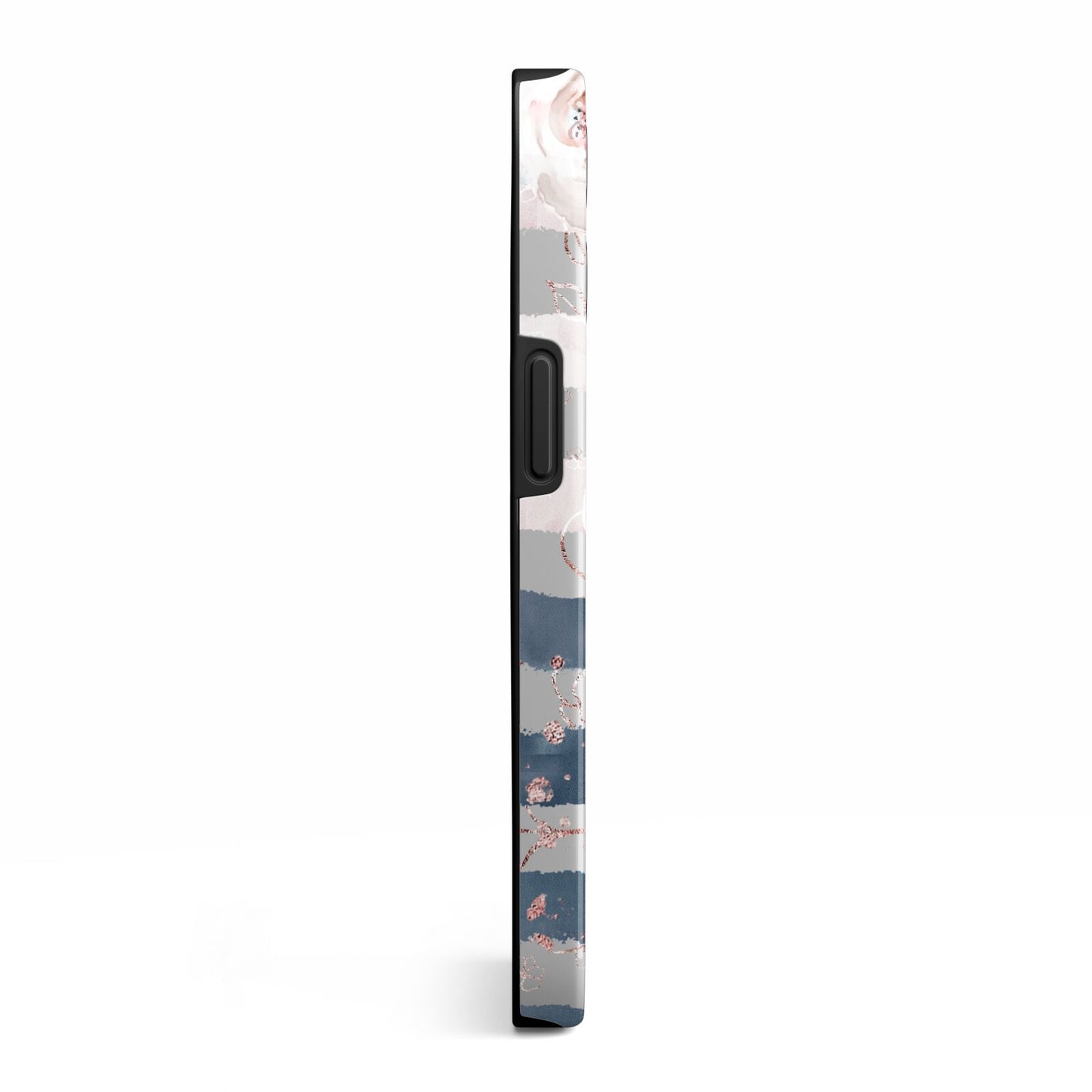 Monogram Pink Blue Striped Watercolour iPhone 13 Pro Side Image 3D Tough Case