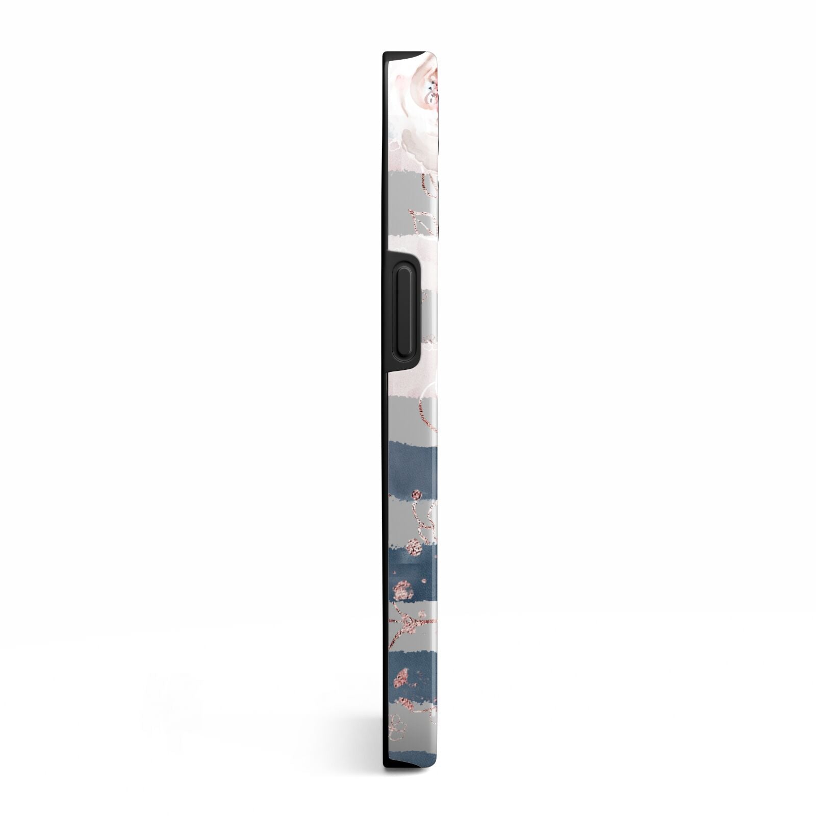 Monogram Pink Blue Striped Watercolour iPhone 13 Pro Side Image 3D Tough Case