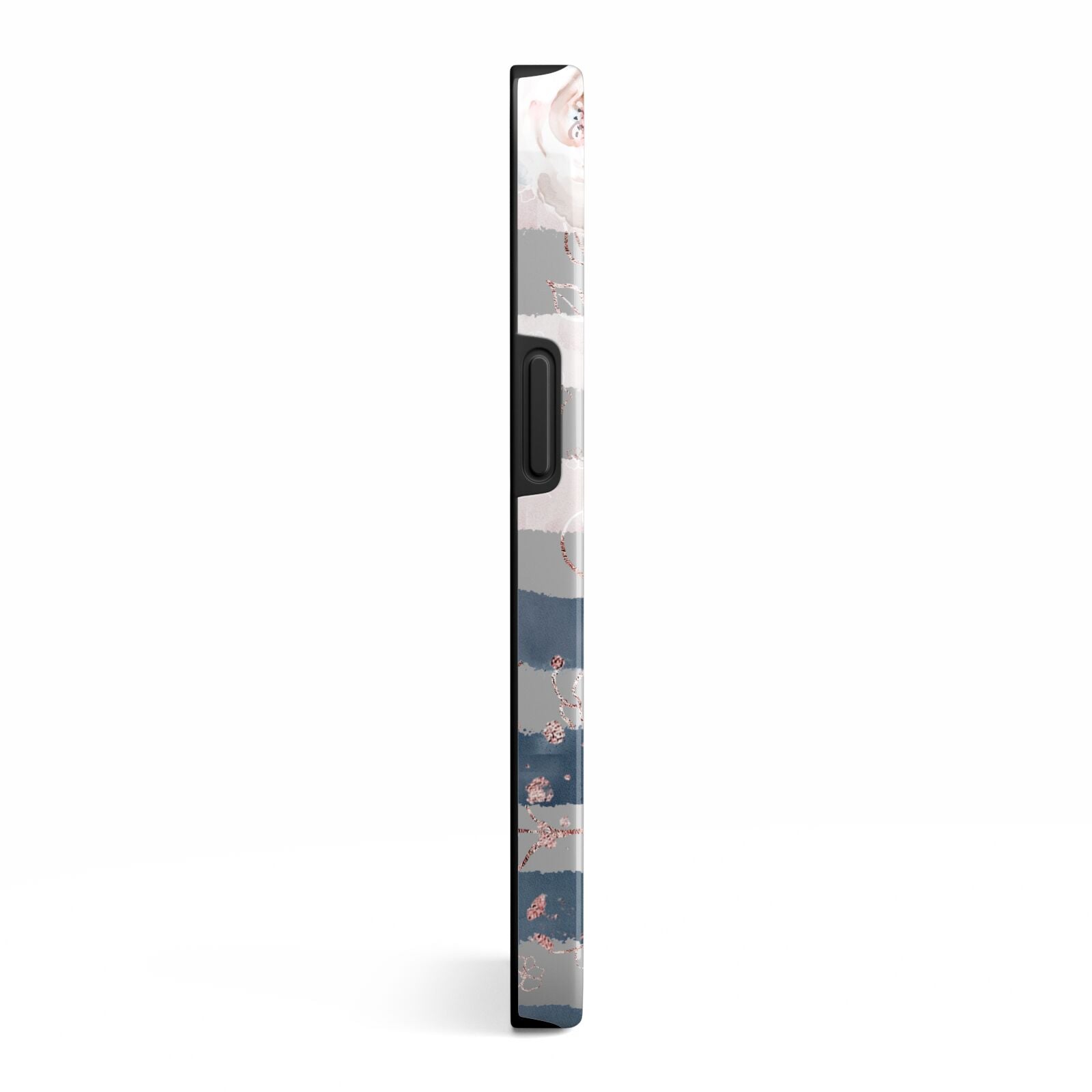 Monogram Pink Blue Striped Watercolour iPhone 13 Side Image 3D Tough Case